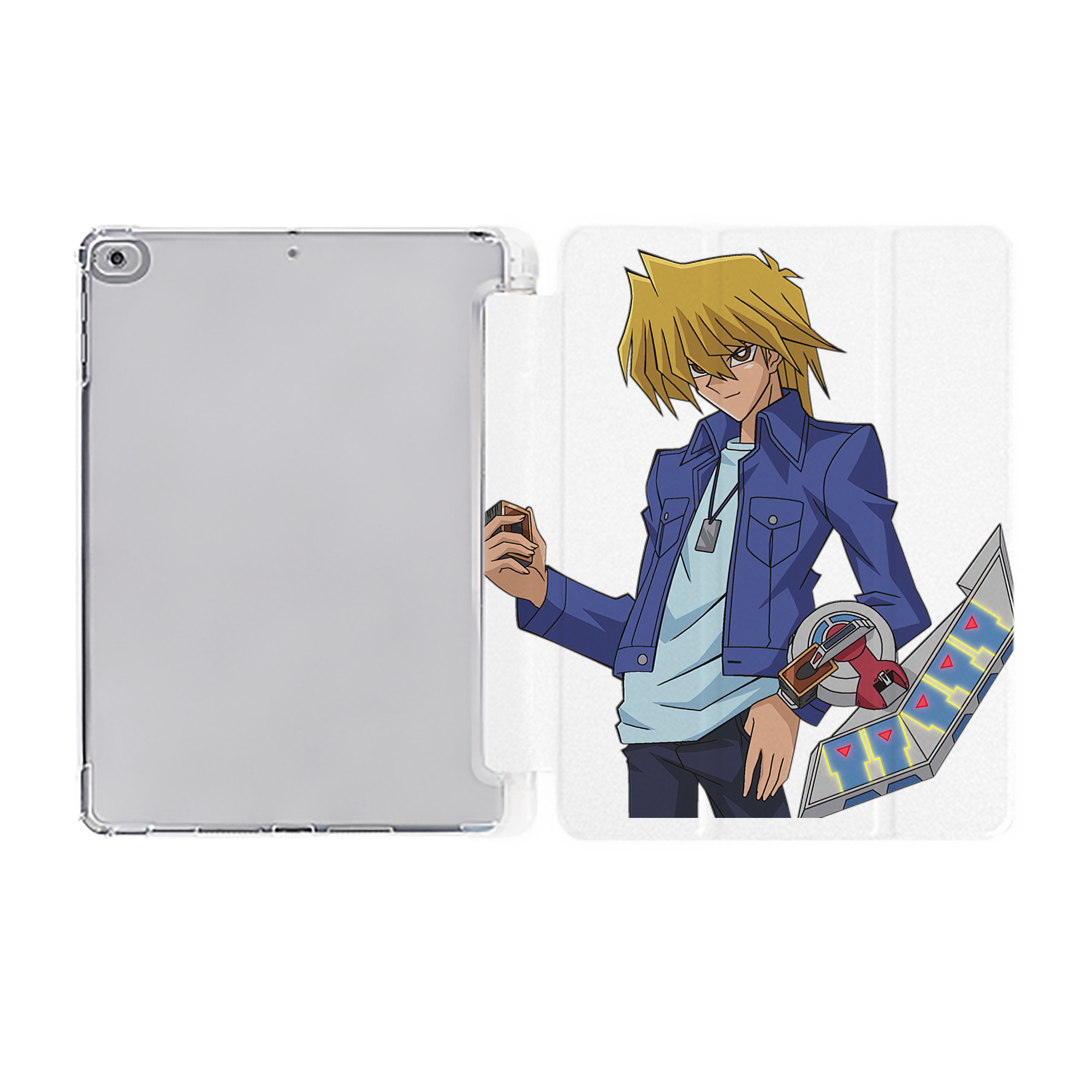 （画像用） 遊☆戯☆王 Yu-Gi-Oh! IPad ケース ペン収納付き 三つ折りスタンド PUレザー×シリコン 対応機種9.5/10.5/10.9インチ